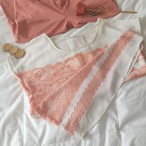 Breezy peach lace patterned top